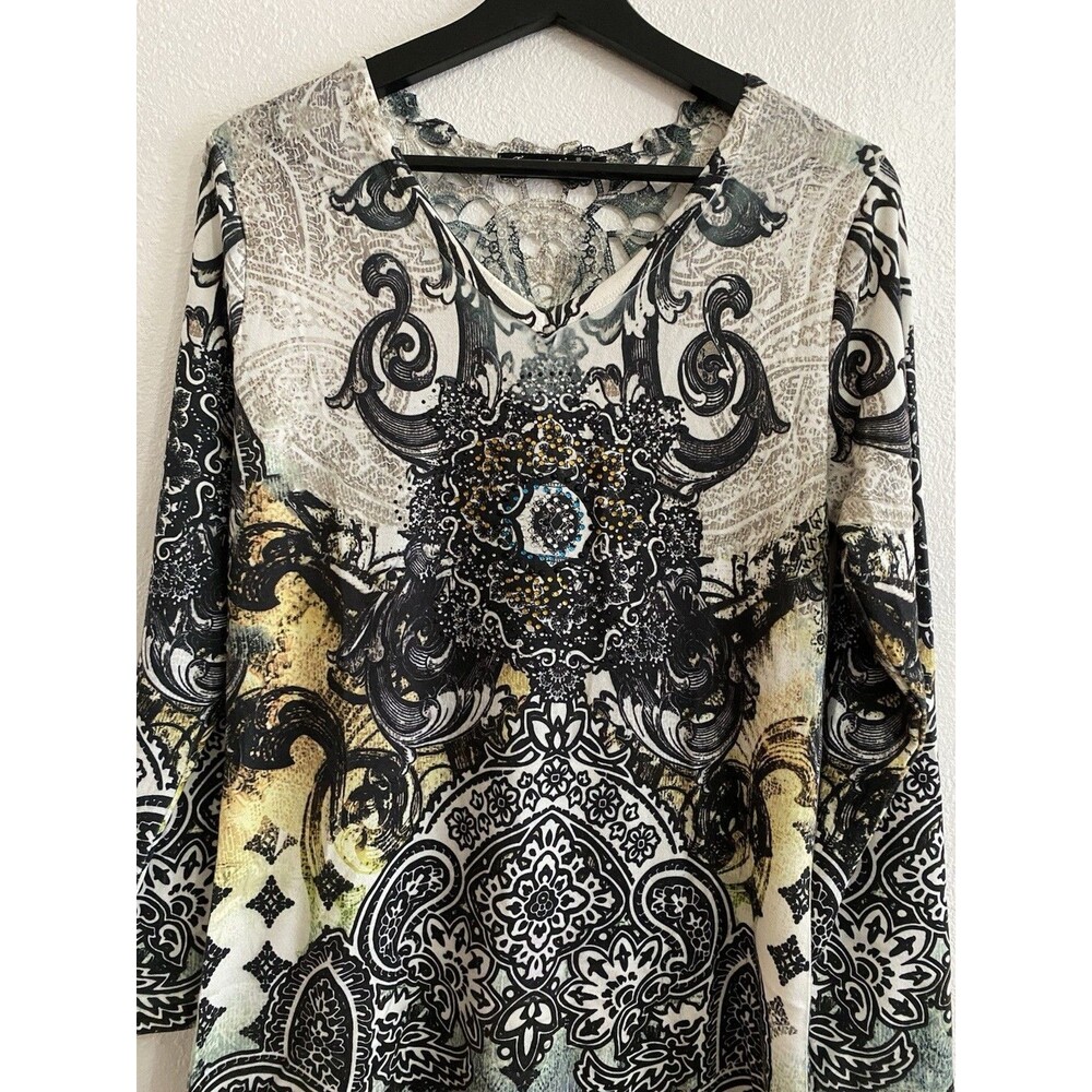 Temptation Women’s Romantic Lace Back Tunic Top L Made in Italy H2 Designer